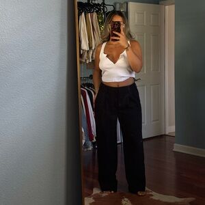 Black wide leg trousers